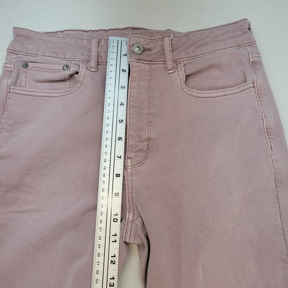 American Eagle Jeans Womens 6 Long Pink Super High Rise Flare Stretch Denim - Picture 9 of 12